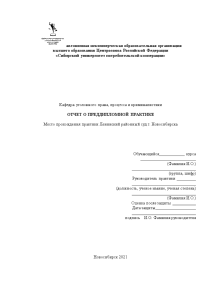 Отчёт по практике — Отчет по преддипломной практике в Ленинском районном суде г. Новосибирска с — 1