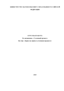 Курсовая — Право на защиту в уголовном процессе — 1