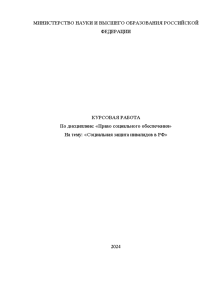 Курсовая — Социальная защита инвалидов в РФ — 1