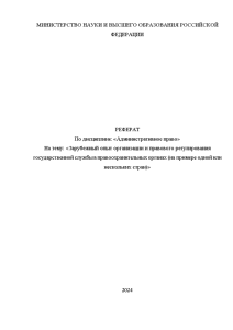 Реферат — Зарубежный опыт организации и правового регулирования государственной службы в правоохранительных органах (на примере — 1