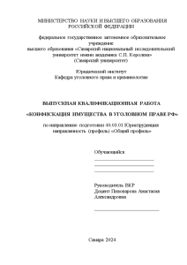 Дипломная — Конфискация имущества в уголовном праве РФ — 1