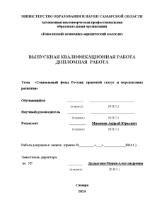 Дипломная — Социальный фонд России: правовой статус и перспективы развития — 1